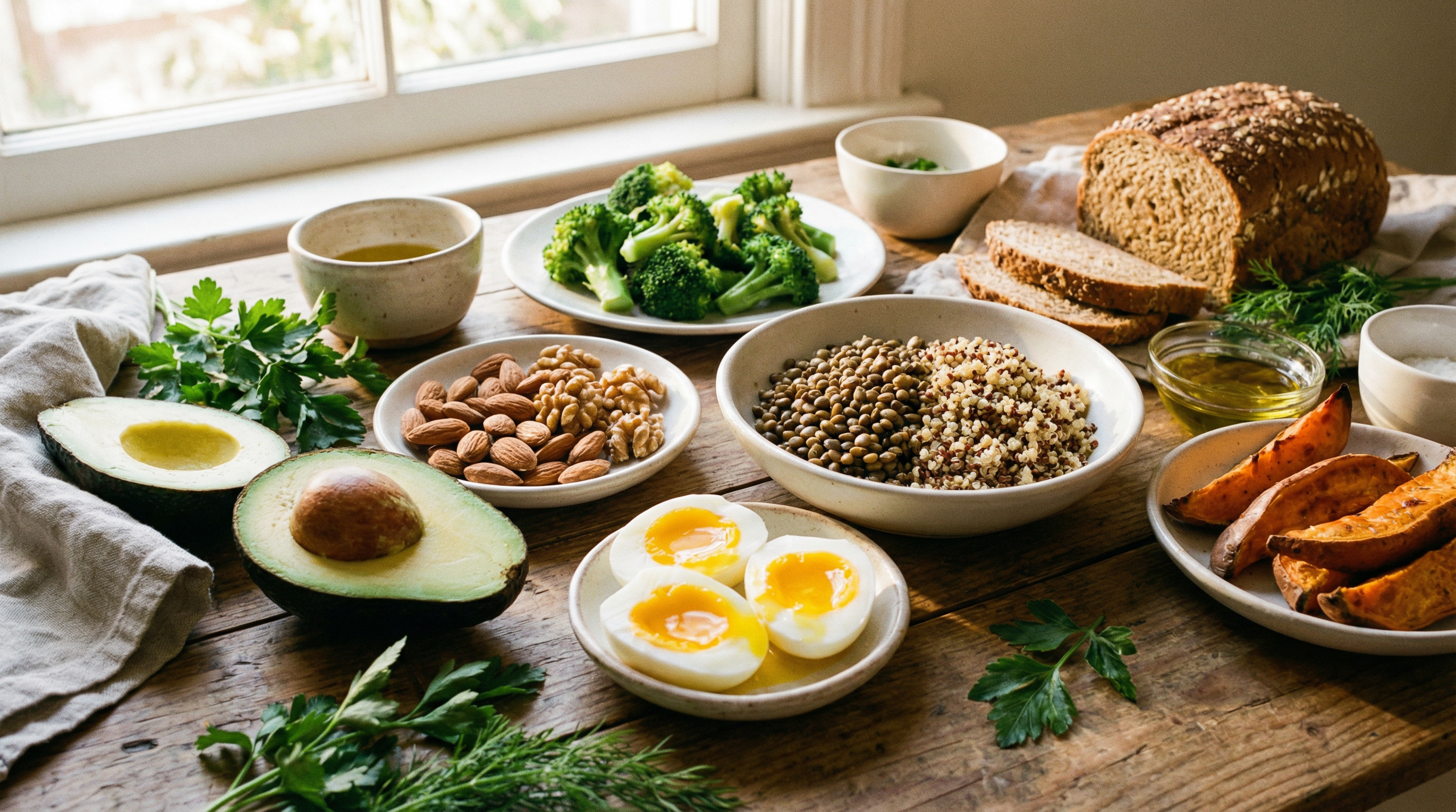 Satiating whole foods rich in fiber, protein, and healthy fats that support balanced appetite signaling through gut health