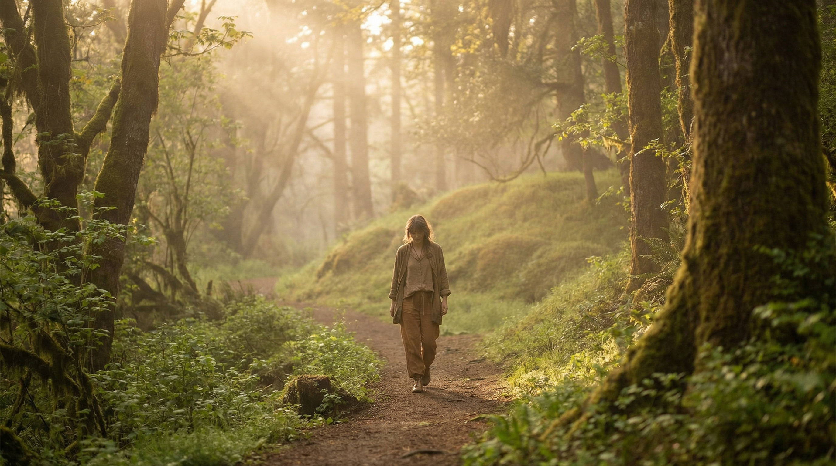 Peaceful outdoor walking scene representing the lifestyle factors that support healthy blood pressure and cardiovascular wellness