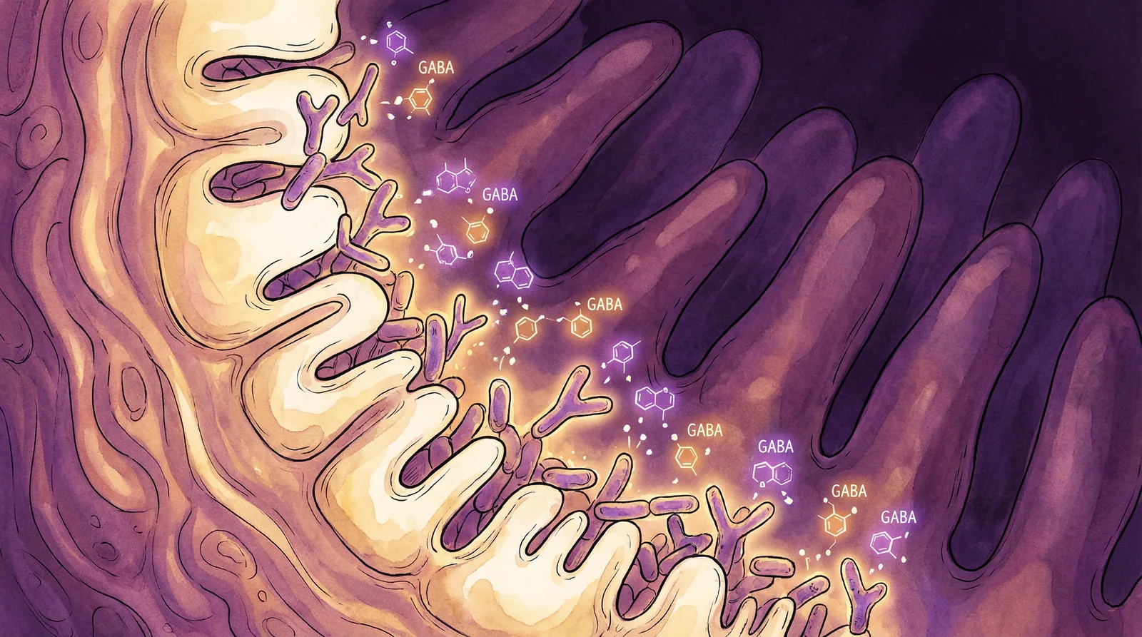 Lactobacillus and Bifidobacterium species that produce GABA in the gut to support relaxation and healthy sleep patterns