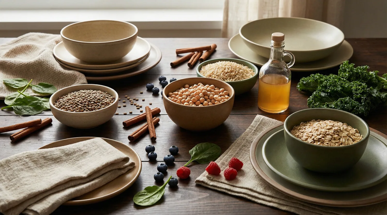 Low-glycemic foods and fiber-rich ingredients that improve insulin sensitivity through gut microbiome optimization