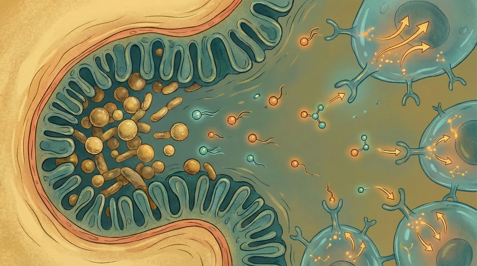 Beneficial gut bacteria that produce butyrate and other metabolites improving insulin signaling and glucose uptake in cells