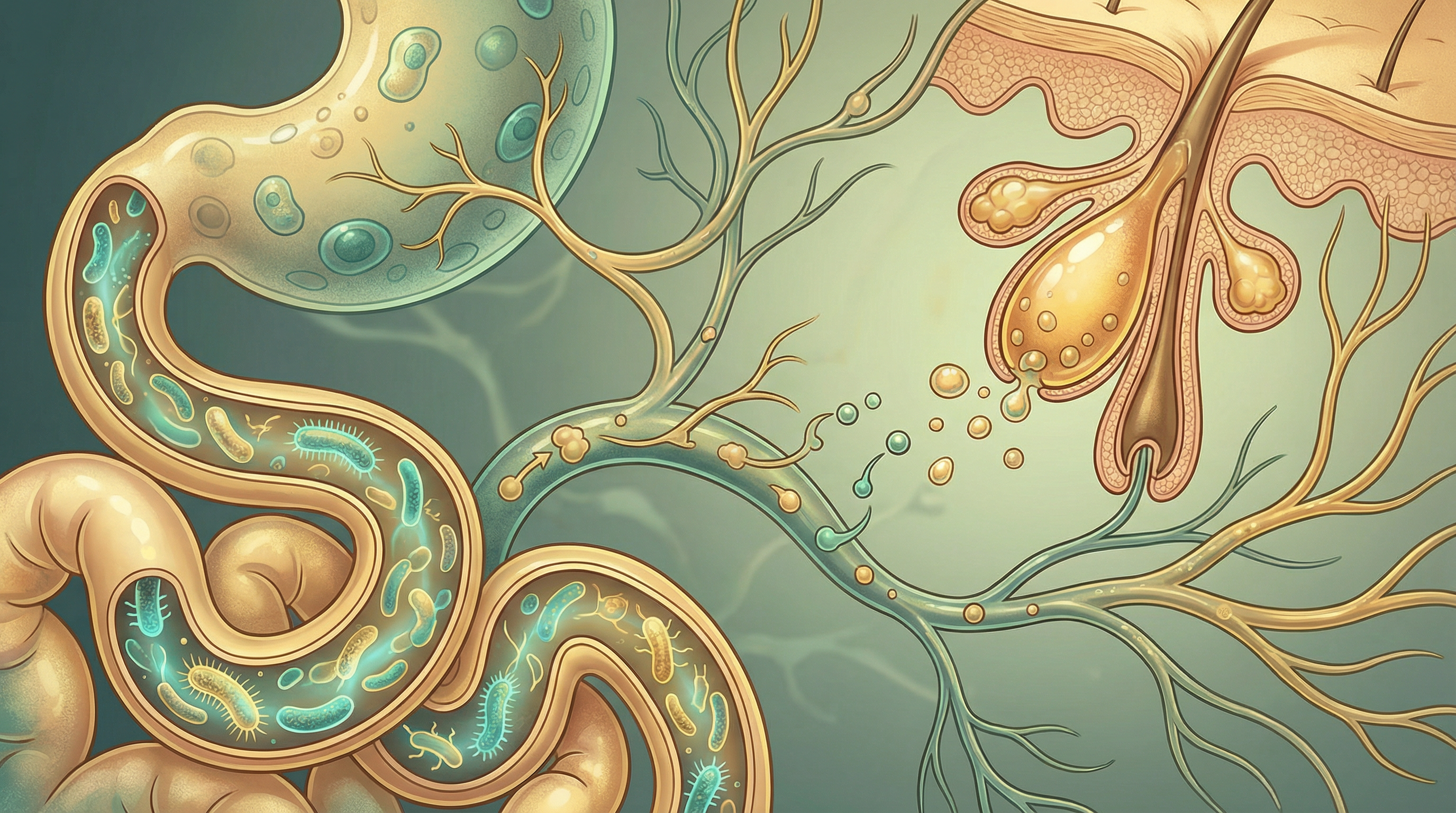 Gut and skin bacteria that regulate sebum production and maintain healthy oil balance on the skin surface