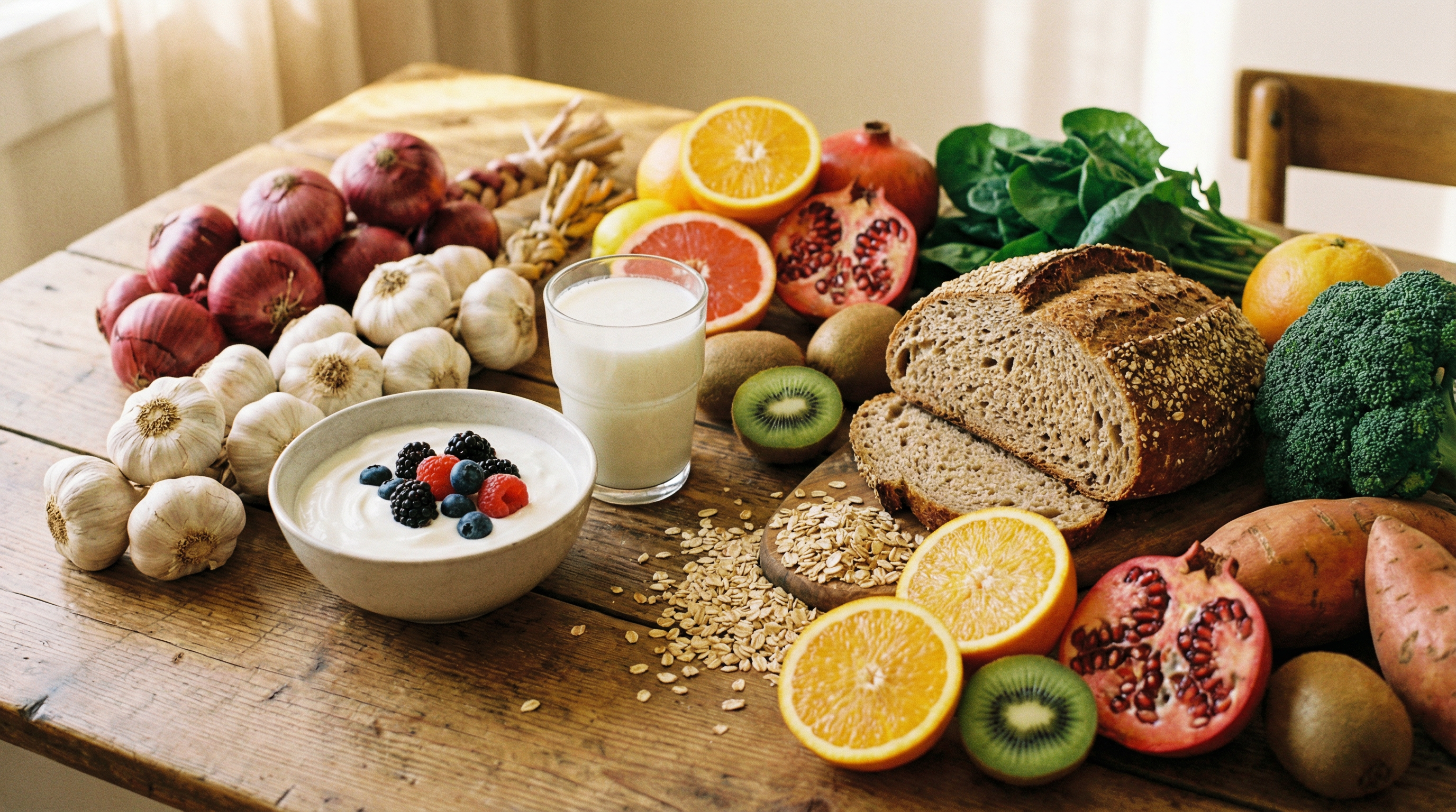 Probiotic and prebiotic-rich foods that support optimal immune response to vaccinations through gut microbiome health