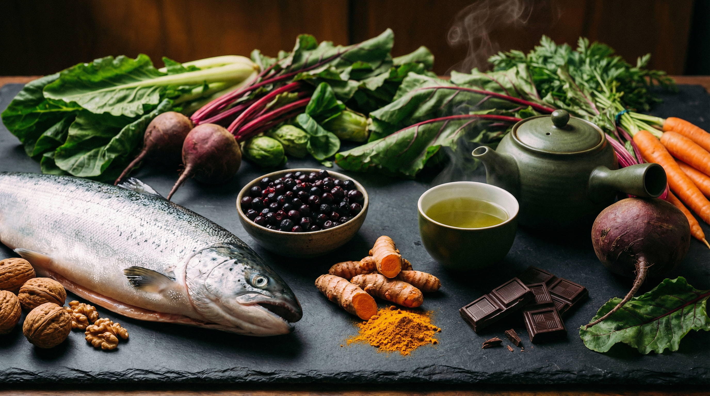Anti-inflammatory foods rich in omega-3 fatty acids, polyphenols, and fiber that protect blood vessels through gut health
