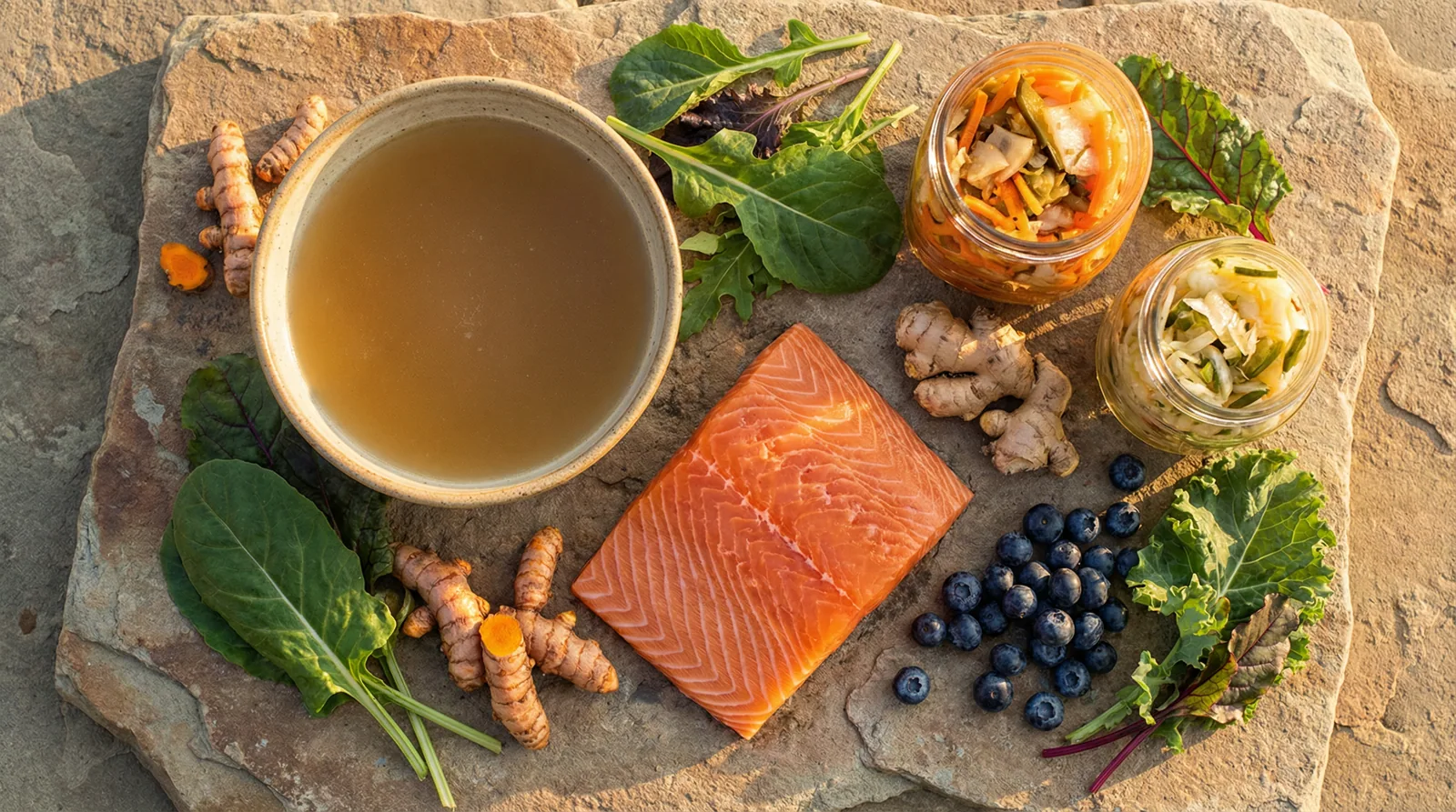 Anti-inflammatory foods and supplements that support gut healing in inflammatory bowel disease including omega-3 rich foods and probiotics