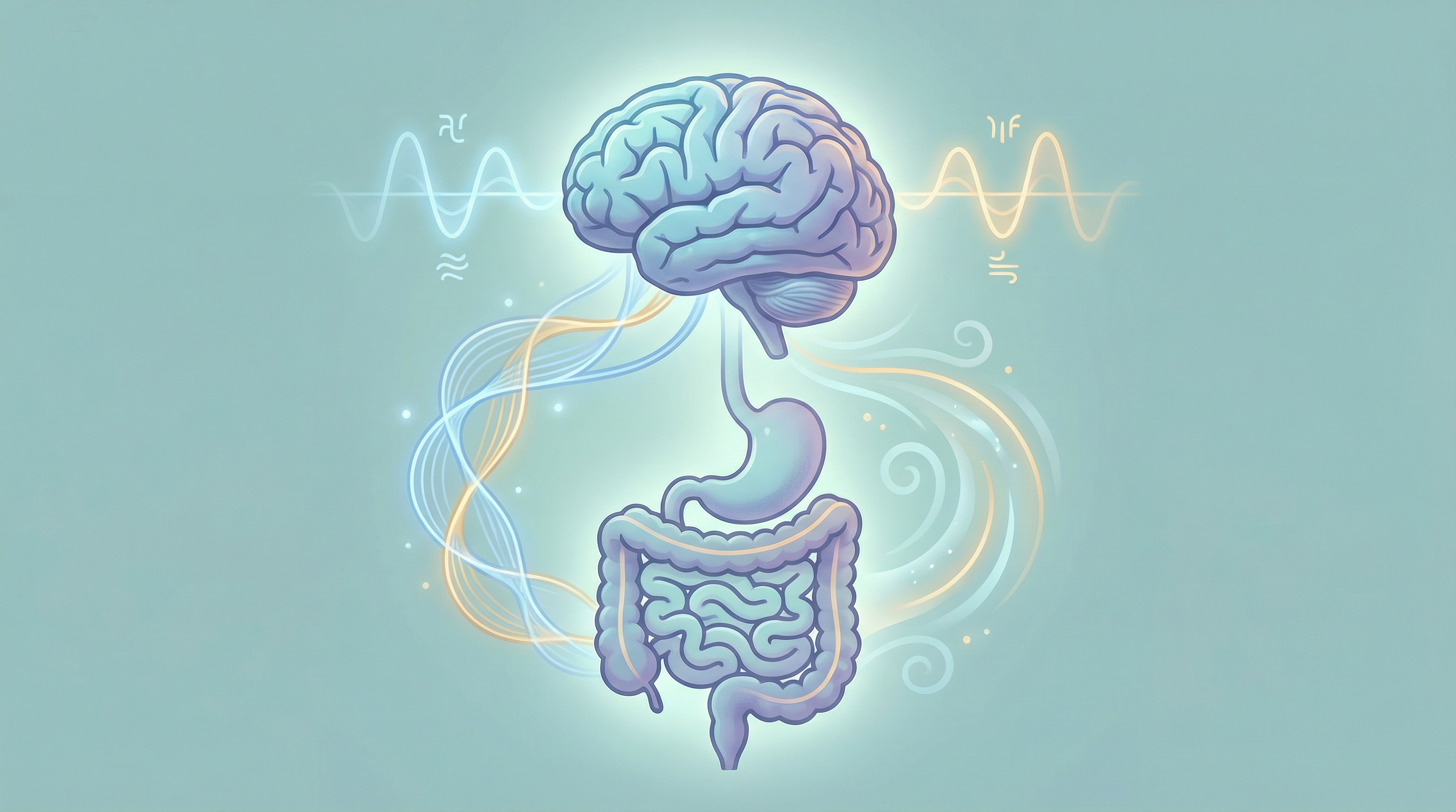 The gut-brain axis in IBS showing how stress and anxiety signals travel between the brain and digestive system through neural and hormonal pathways