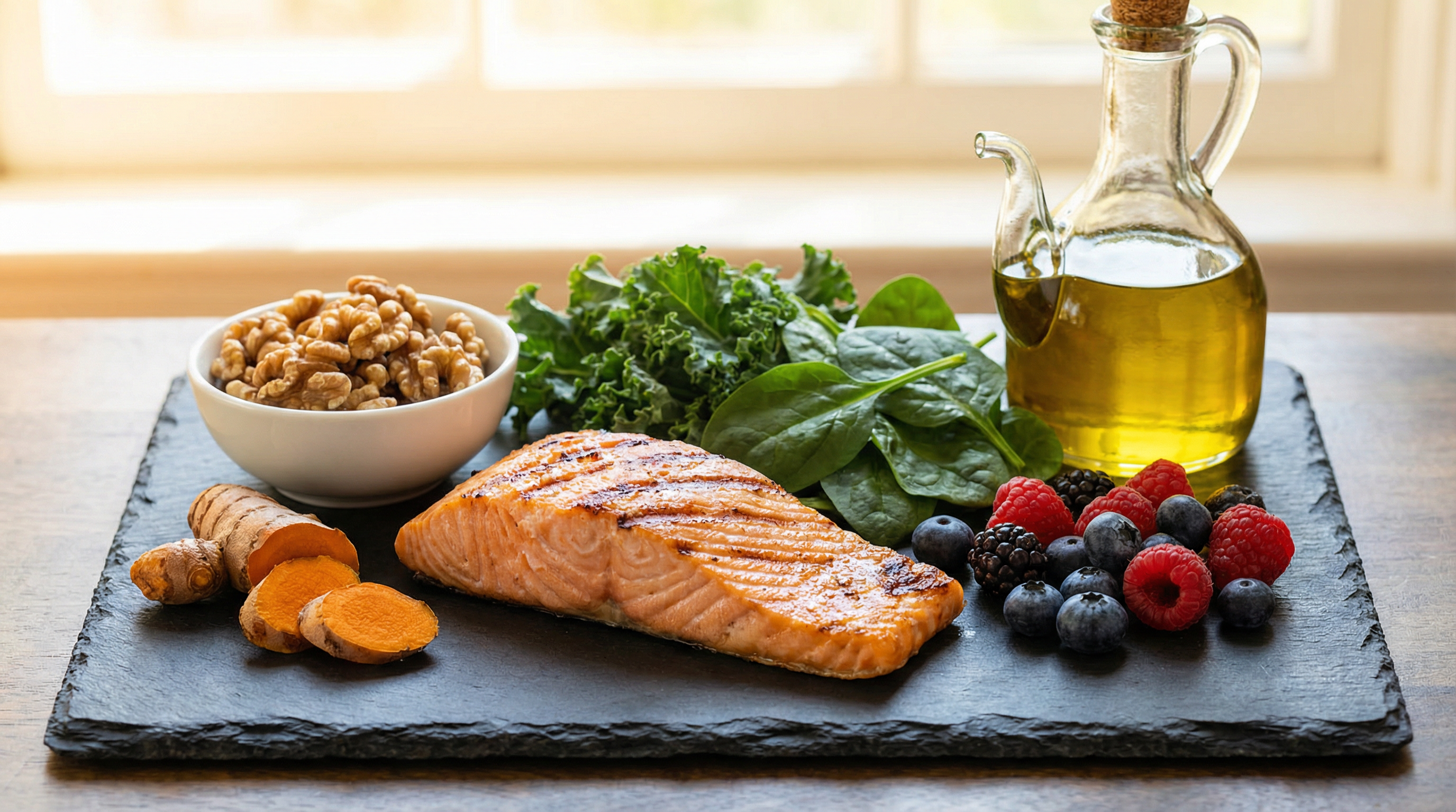 Anti-inflammatory foods and omega-3 rich ingredients that support gut health and help manage psoriasis through microbiome optimization