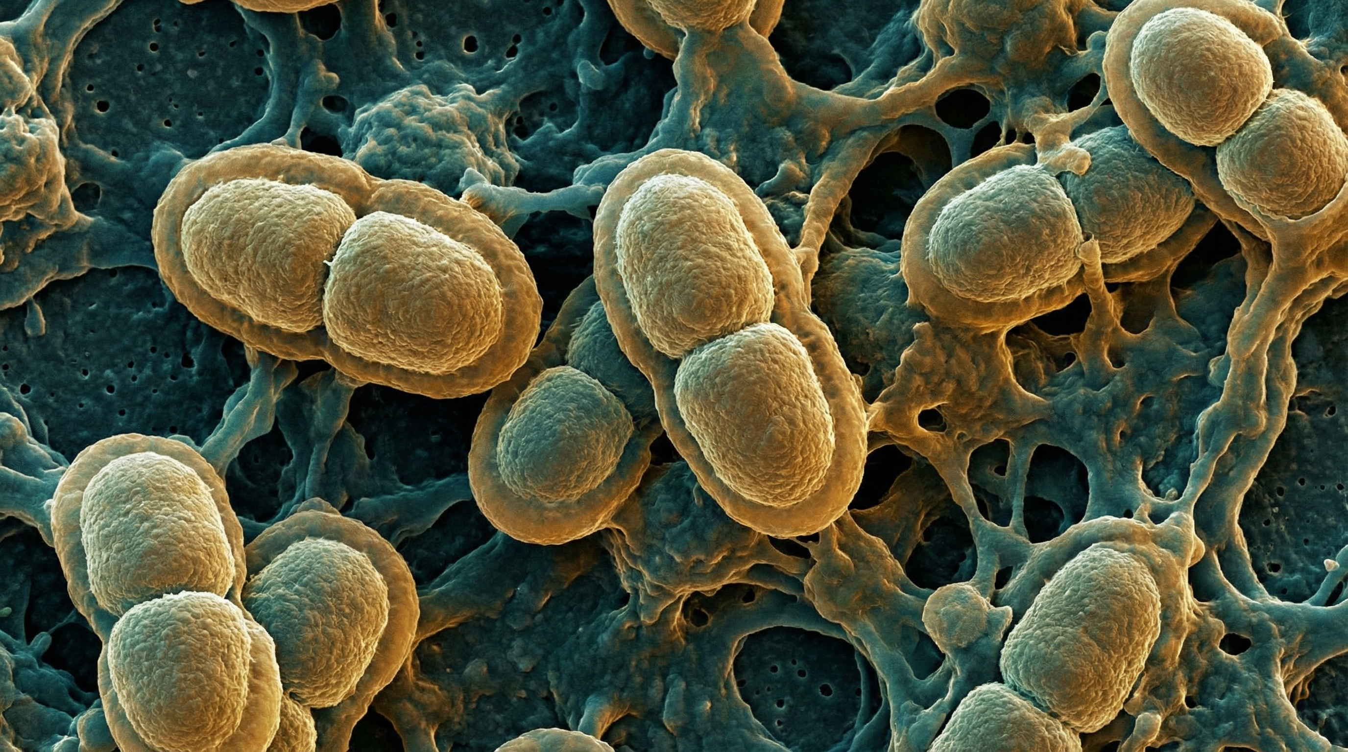 Scientifically accurate microscopy-style illustration of Acinetobacter baumannii showing its characteristic short plump gram-negative coccobacillus