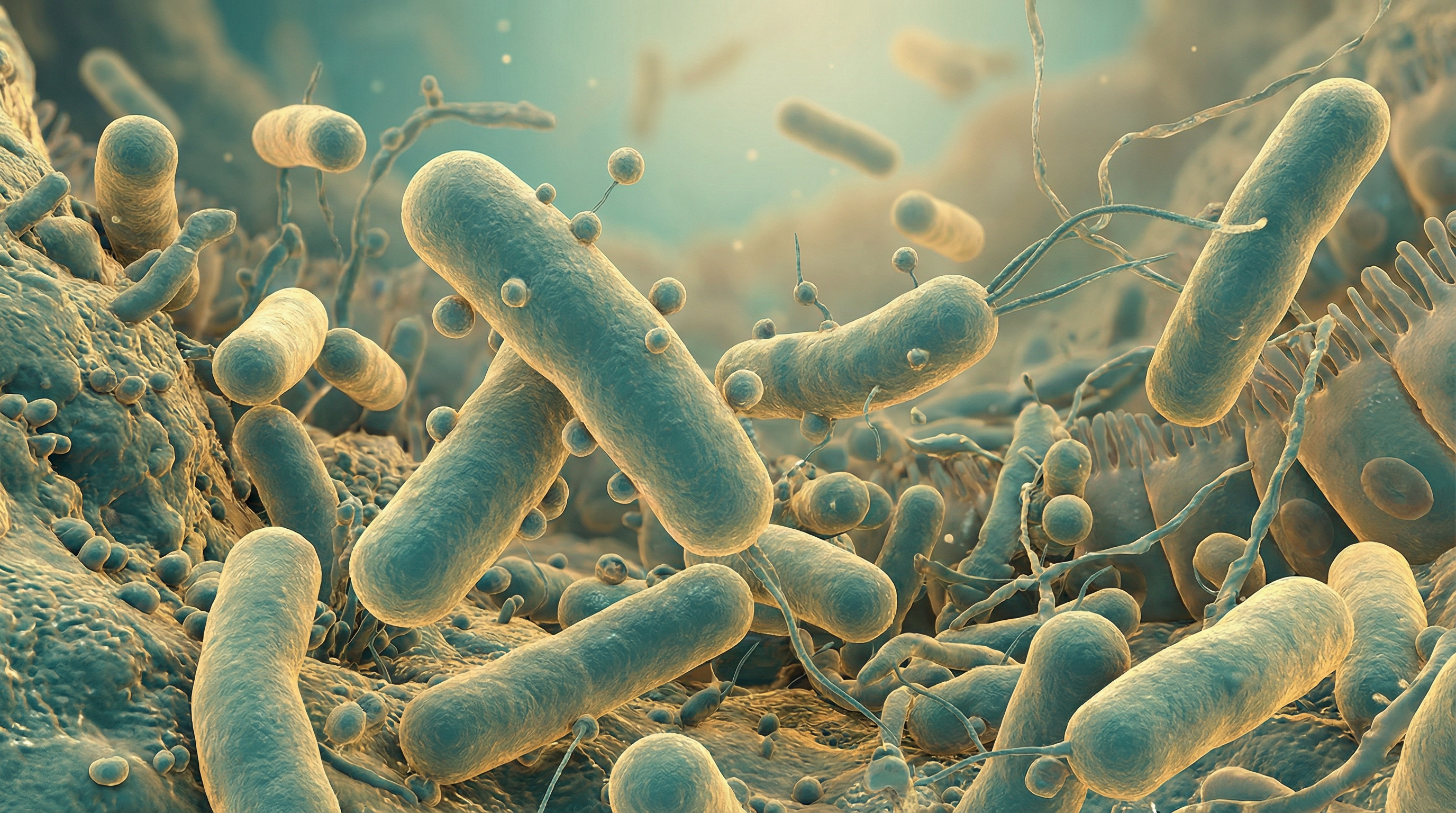 Scientifically accurate microscopy-style illustration of Bacteroides dorei showing its characteristic gram-negative anaerobic rod-shaped bacterium