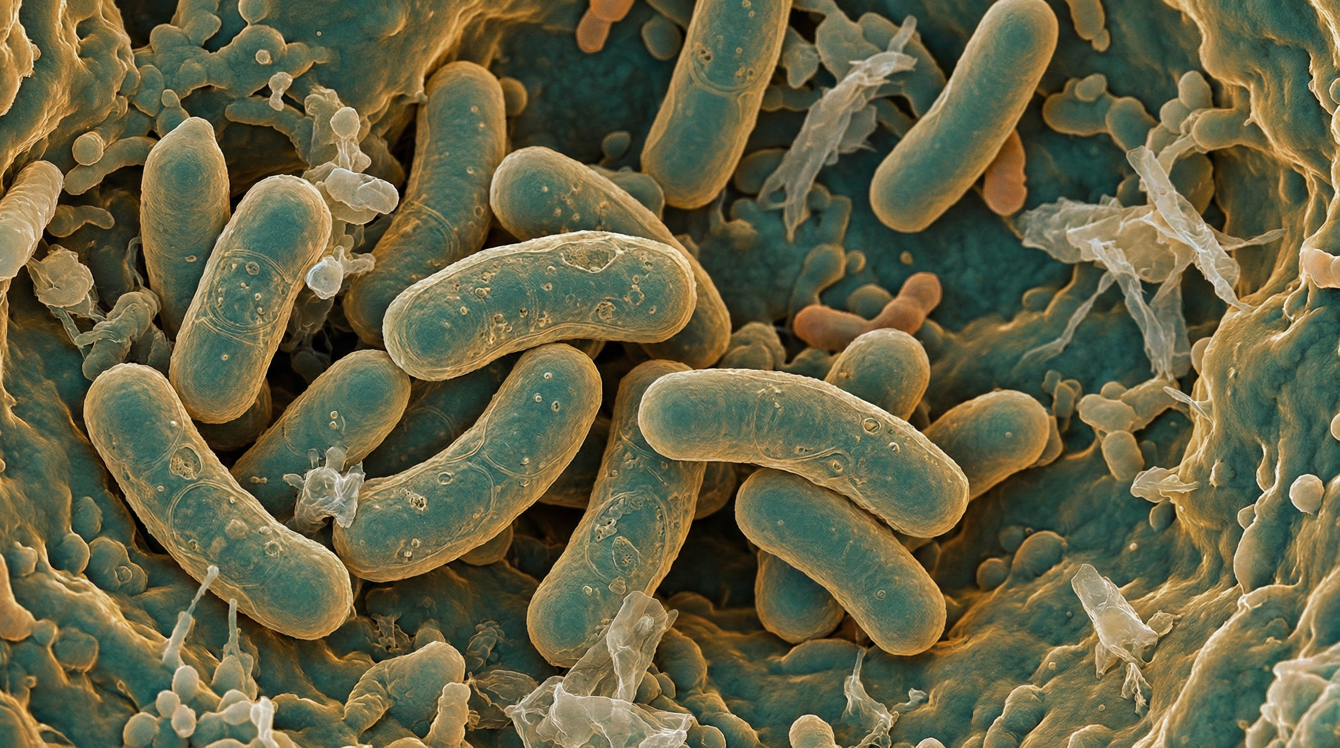 Scientifically accurate microscopy-style illustration of Bacteroides vulgatus showing its characteristic gram-negative anaerobic rod-shaped bacterium