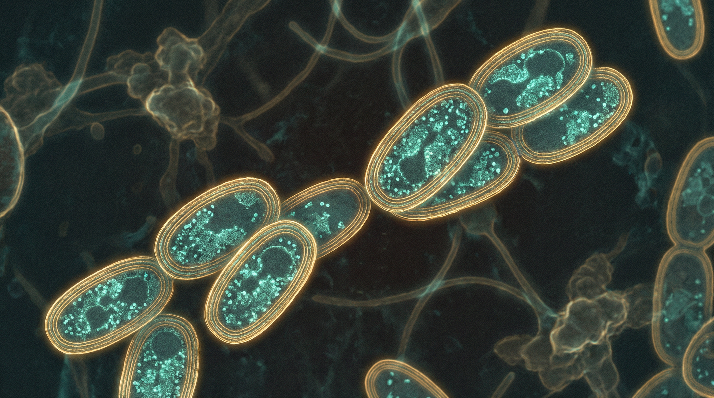 Scientifically accurate microscopy-style illustration of Methanobrevibacter smithii showing its characteristic short rod-shaped (coccobacillary) archaeon with a pseudopeptidoglycan cell wall