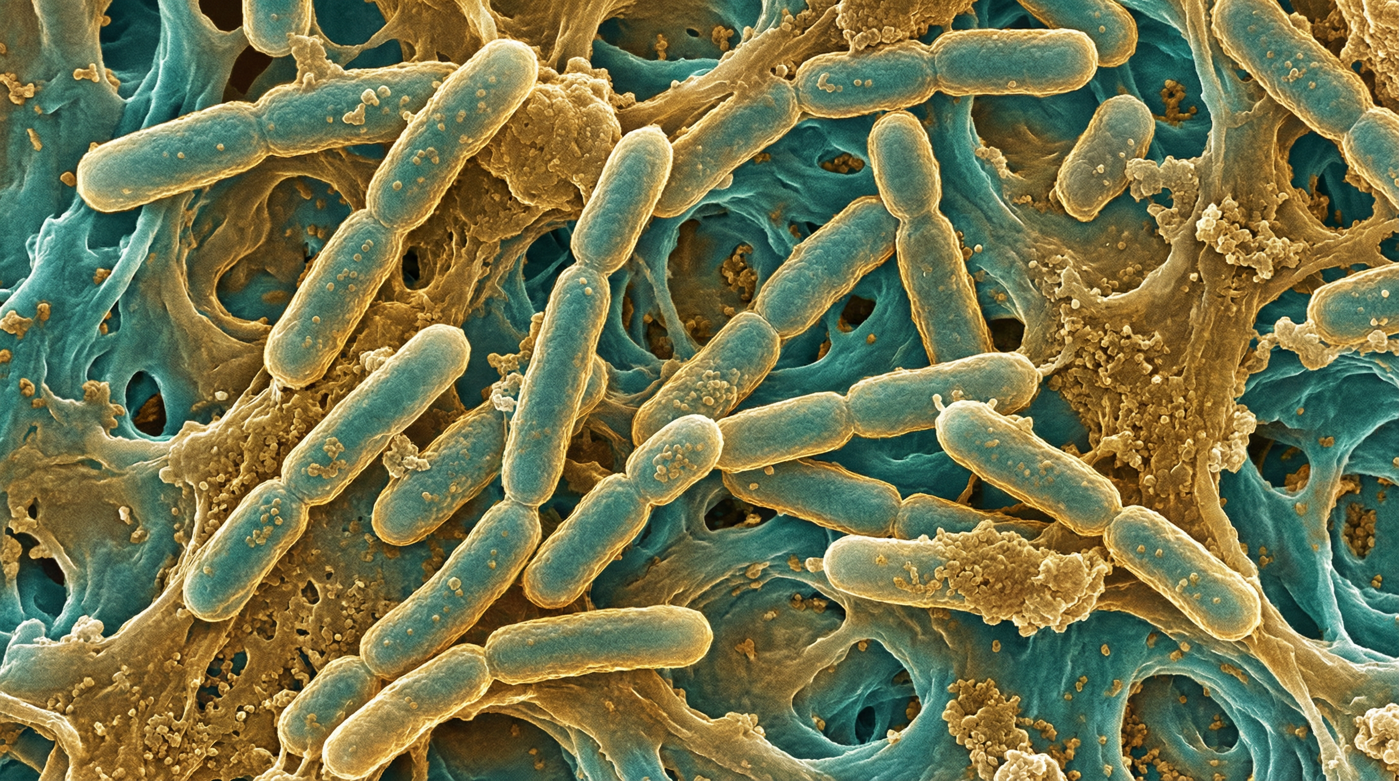 Scientifically accurate microscopy-style illustration of Mycobacterium tuberculosis showing its characteristic acid-fast slender rod-shaped bacterium with a waxy mycolic acid cell wall