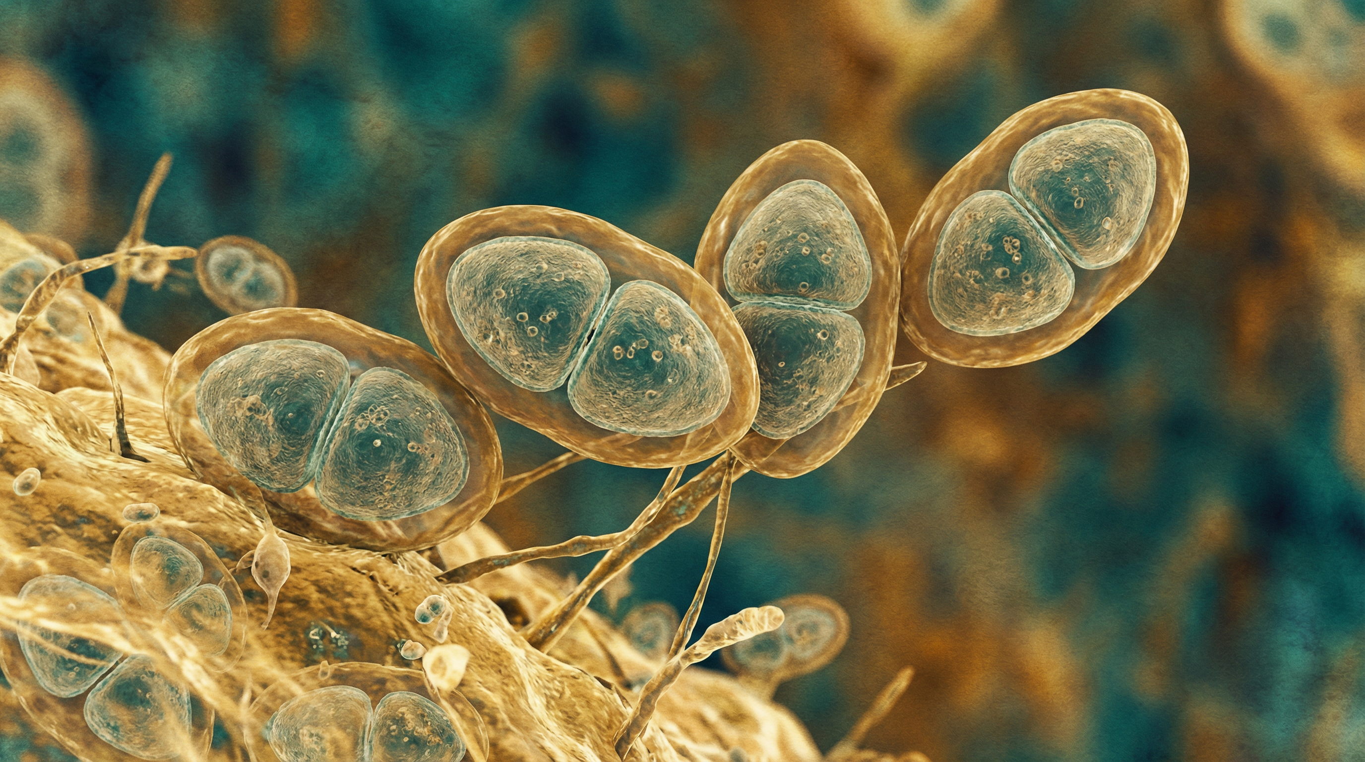 Scientifically accurate microscopy-style illustration of Streptococcus pneumoniae showing its characteristic gram-positive lancet-shaped diplococci with a thick polysaccharide capsule