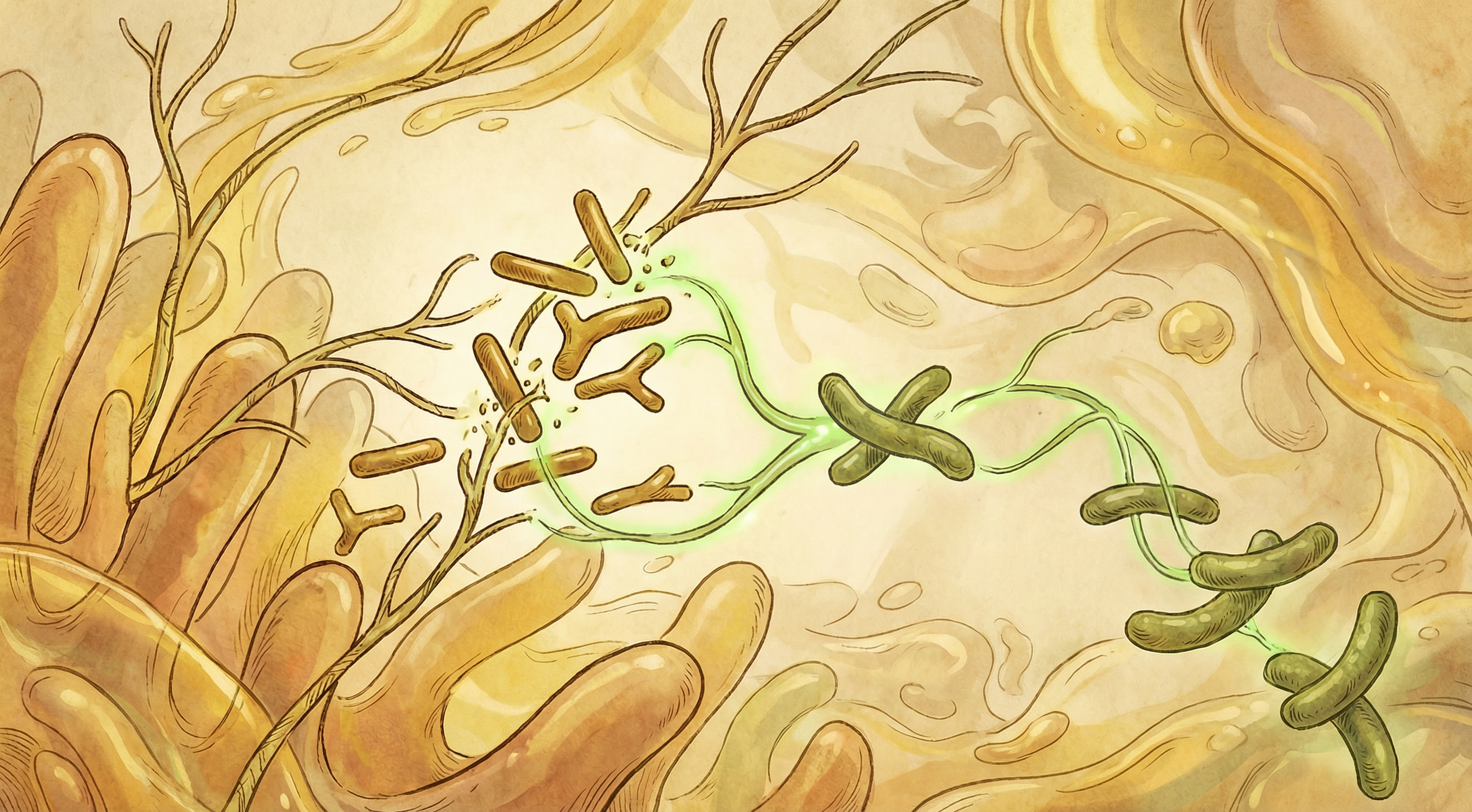 Beneficial gut bacteria including Bifidobacterium and Roseburia species thriving on arabinoxylan in the colon